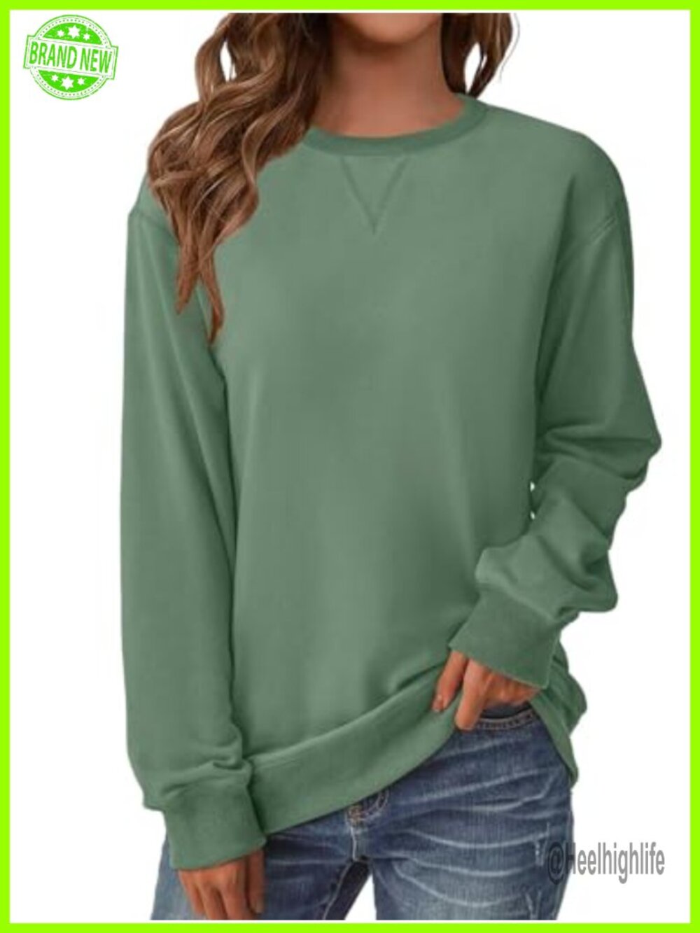 Womens Long Sleeve Crewneck Sweatshirt Loose Fit Pullover Casual Top
